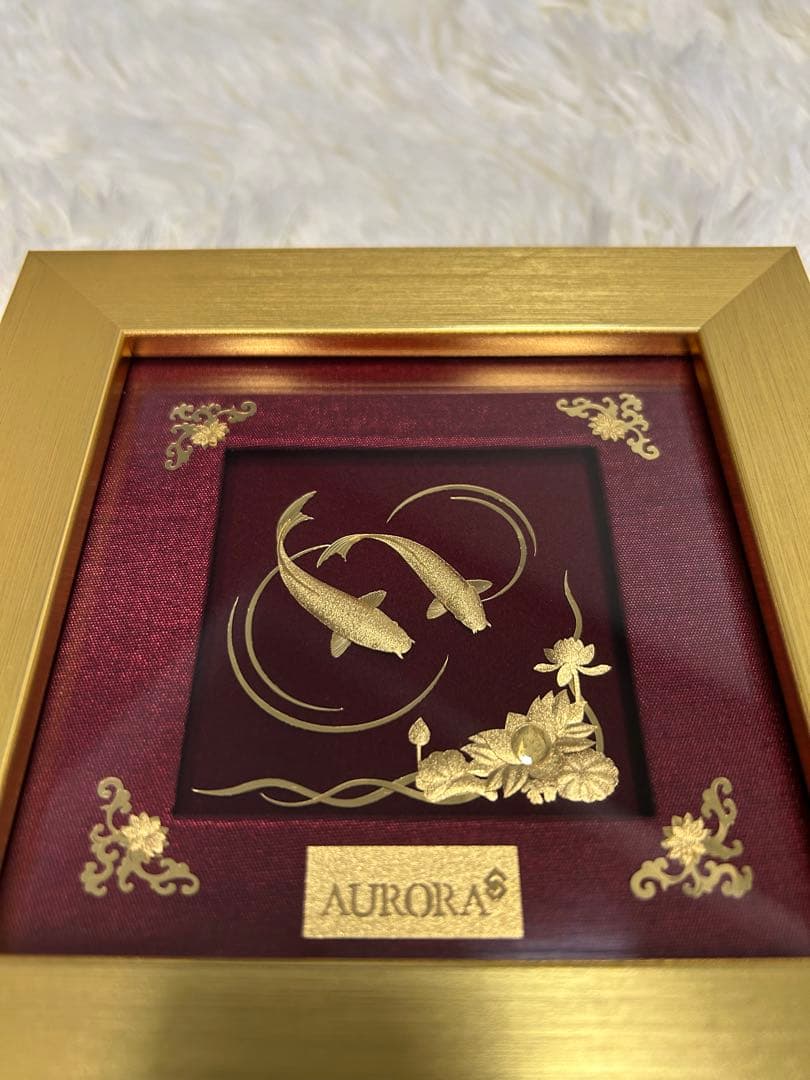 【逸品?】AURORA 置き物 鯉 花 額