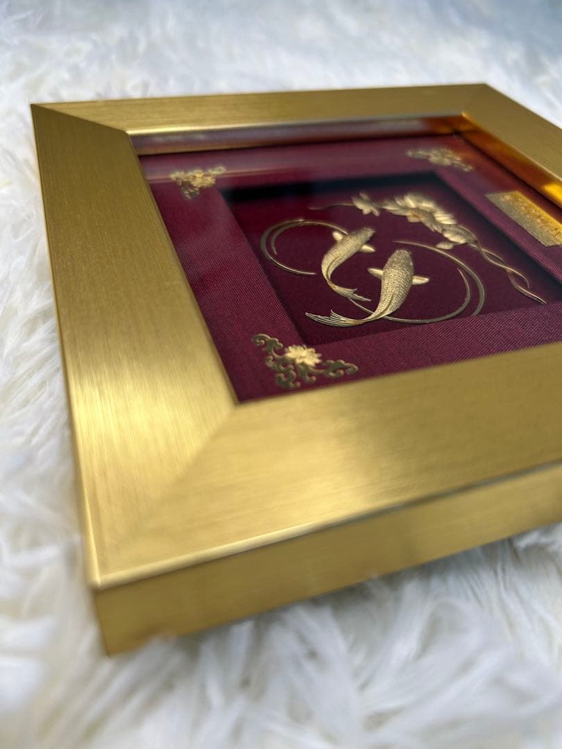 【逸品?】AURORA 置き物 鯉 花 額