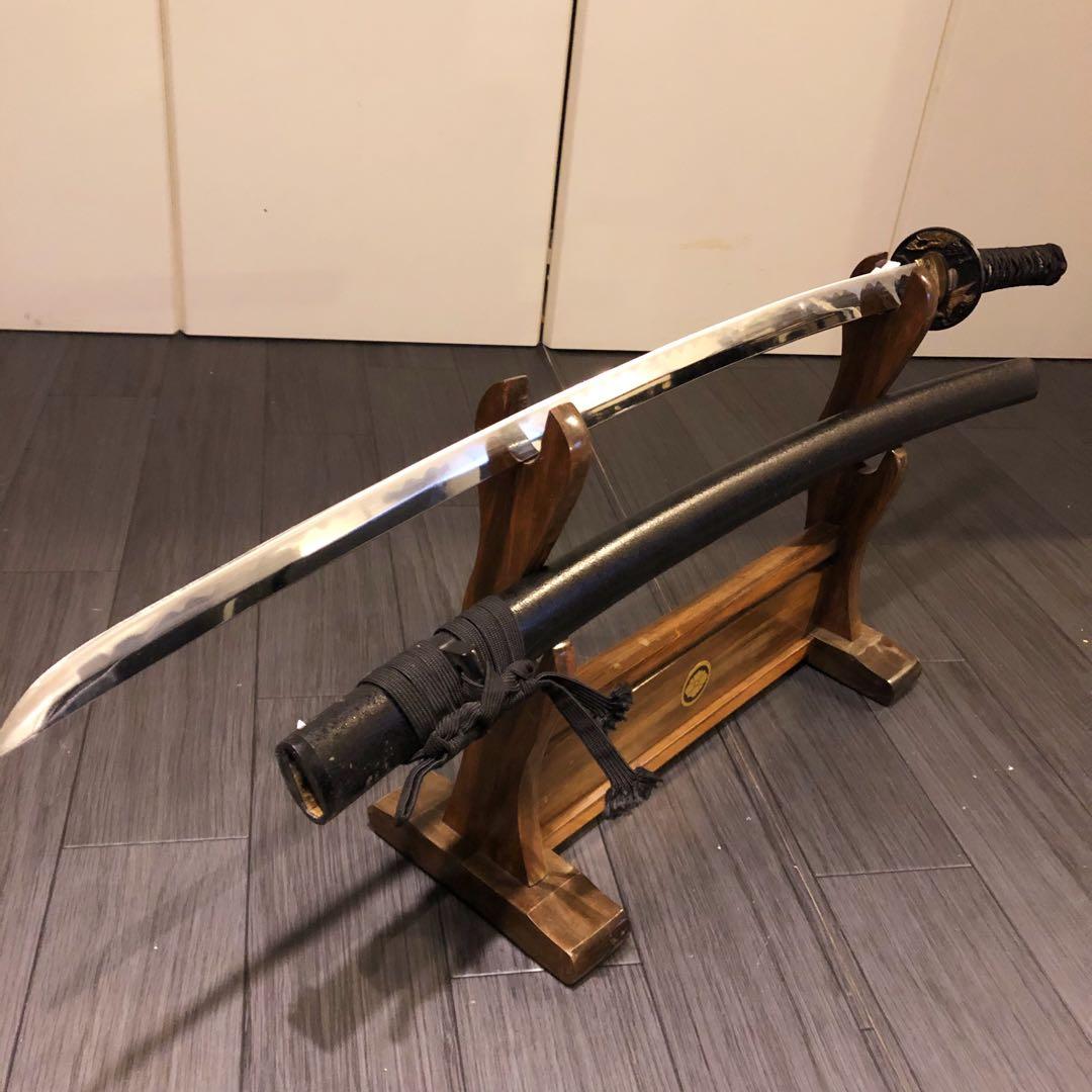 高級模造刀　黒拵え　居合刀　研波刃　合金　本格模擬刀