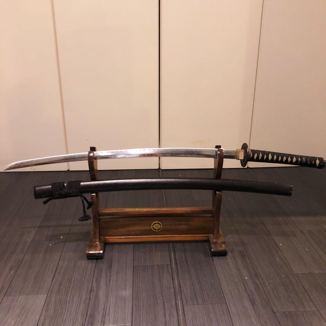 高級模造刀　黒拵え　居合刀　研波刃　合金　本格模擬刀