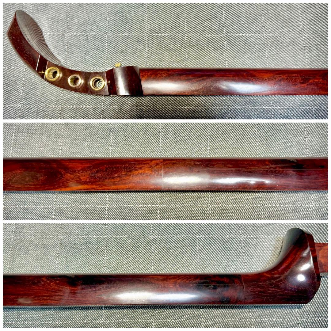 【虎杢】津軽三味線 金細 K9 綾杉胴 極上 トチ 紅木 糸巻 胴掛 美品 太棹