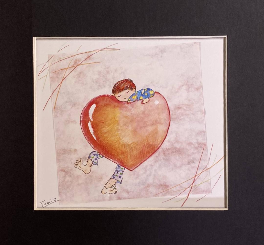 梅澤冨美男、【お父さん】、希少な額装用画集より、新品額装付、状態良好