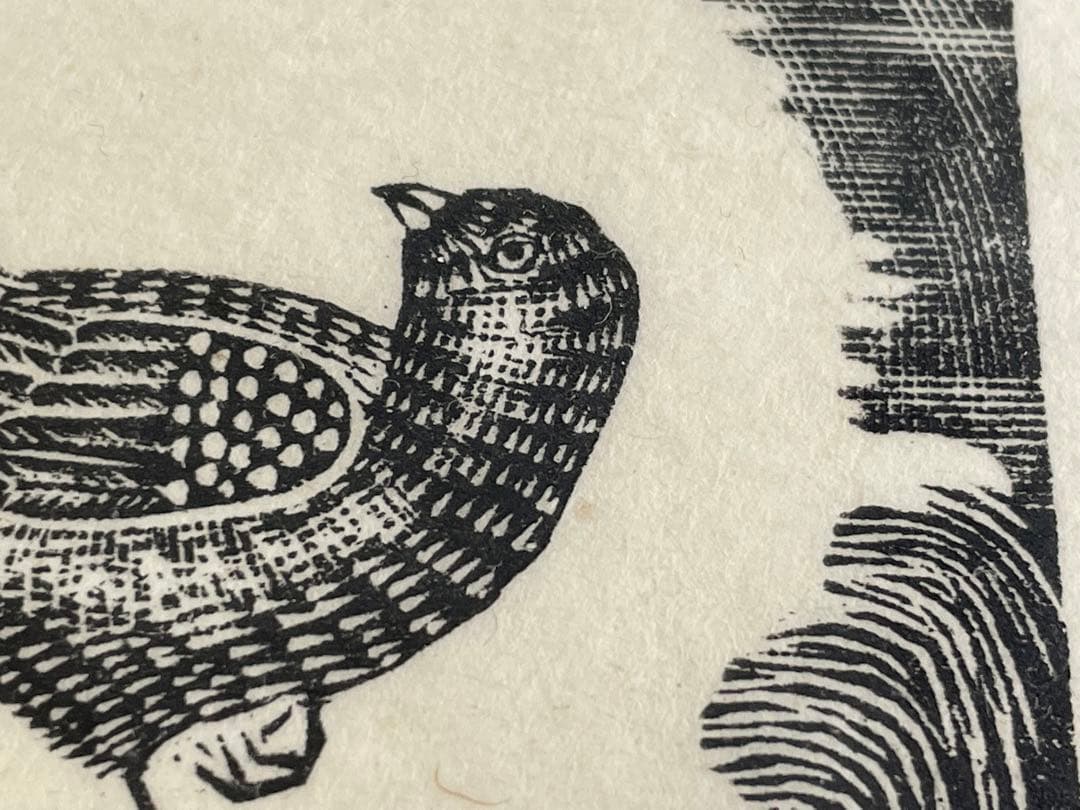 平塚運一　梅に鶯　木版画　額入　棟方志功　畦地梅太郎