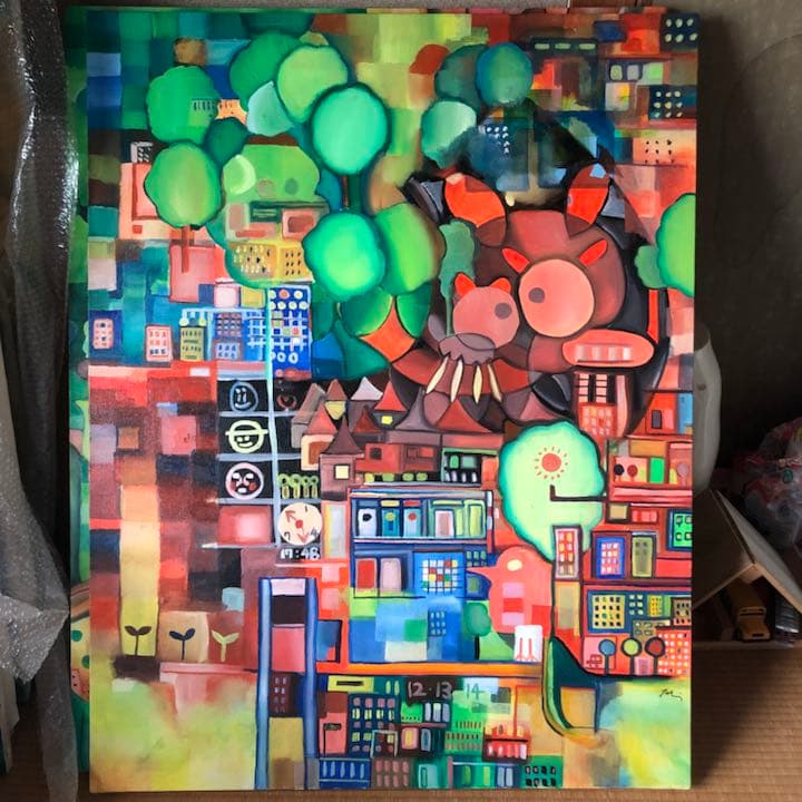 町 油彩 50号 usafilm