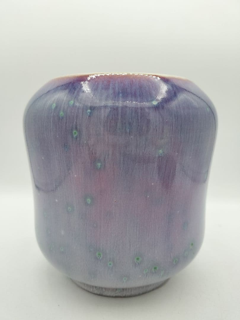 c680 水指 孔雀釉 塗蓋付　龍野焼 2代松山雅英 木箱 茶道具 古物