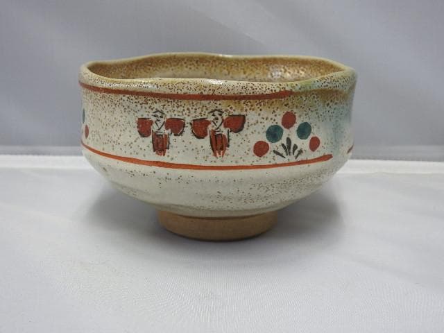 赤絵茶碗　赤膚山　大塩昭山　共箱有　Ｍ1043