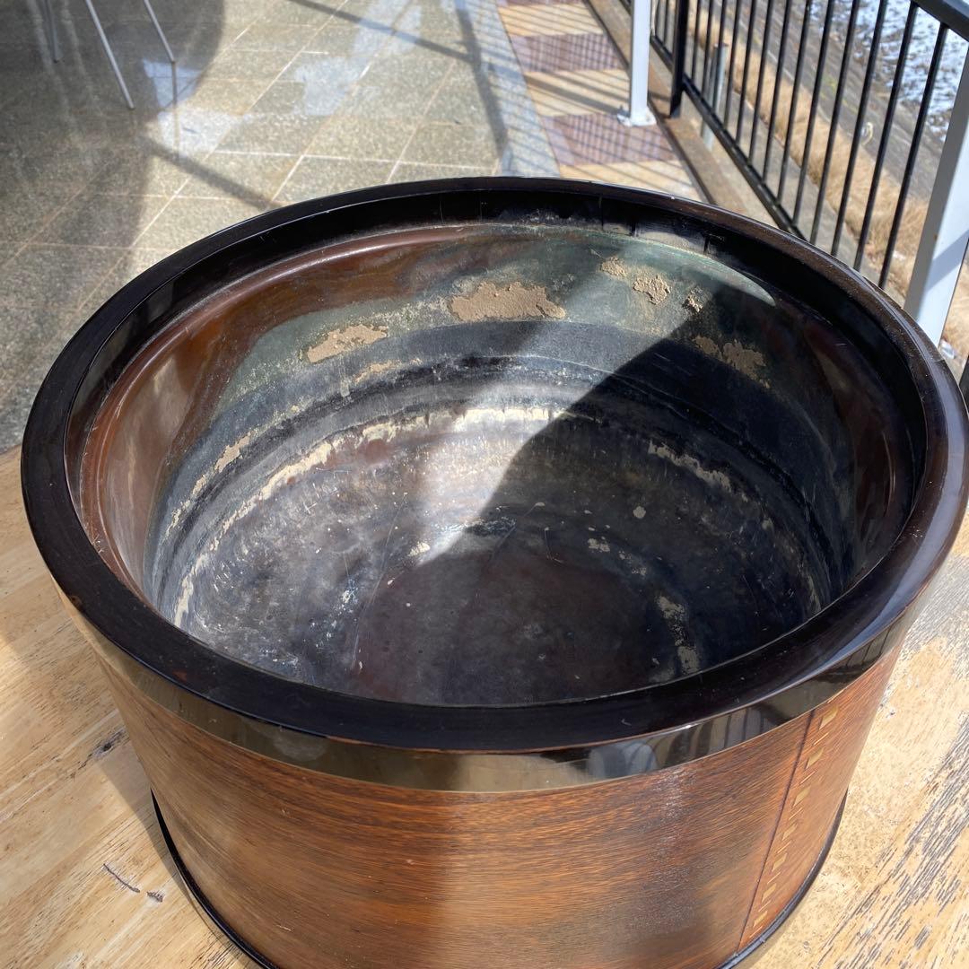 木製円形火鉢（茶色）曲げわっぱ　桑材