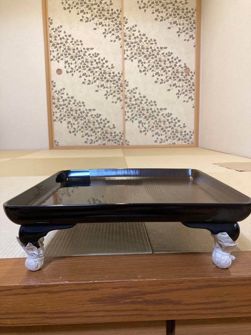 輪島塗　大極上本堅地漆器 牛脚付き四角漆器膳　5脚セット