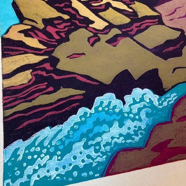 うえのたかし作*直筆サイン入り 木版画*夏の午後*AP*美術*芸術*風景画*絵画