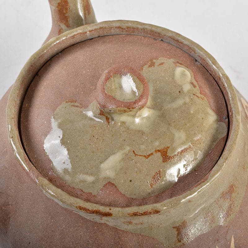 煎茶道具　萬古焼　古稀一光作　手捻　横手急須　茶壷　D　R5507