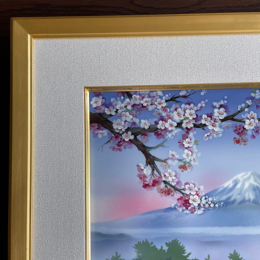 □美術品□桜に富士・陶板画□H.Bretscheider・01／25◇マイセン◇