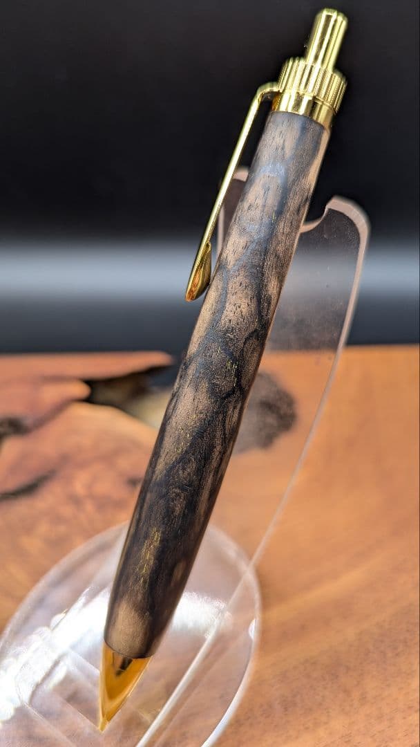 610超極上　黒柿　孔雀杢　木軸シャーペン　ボールペン