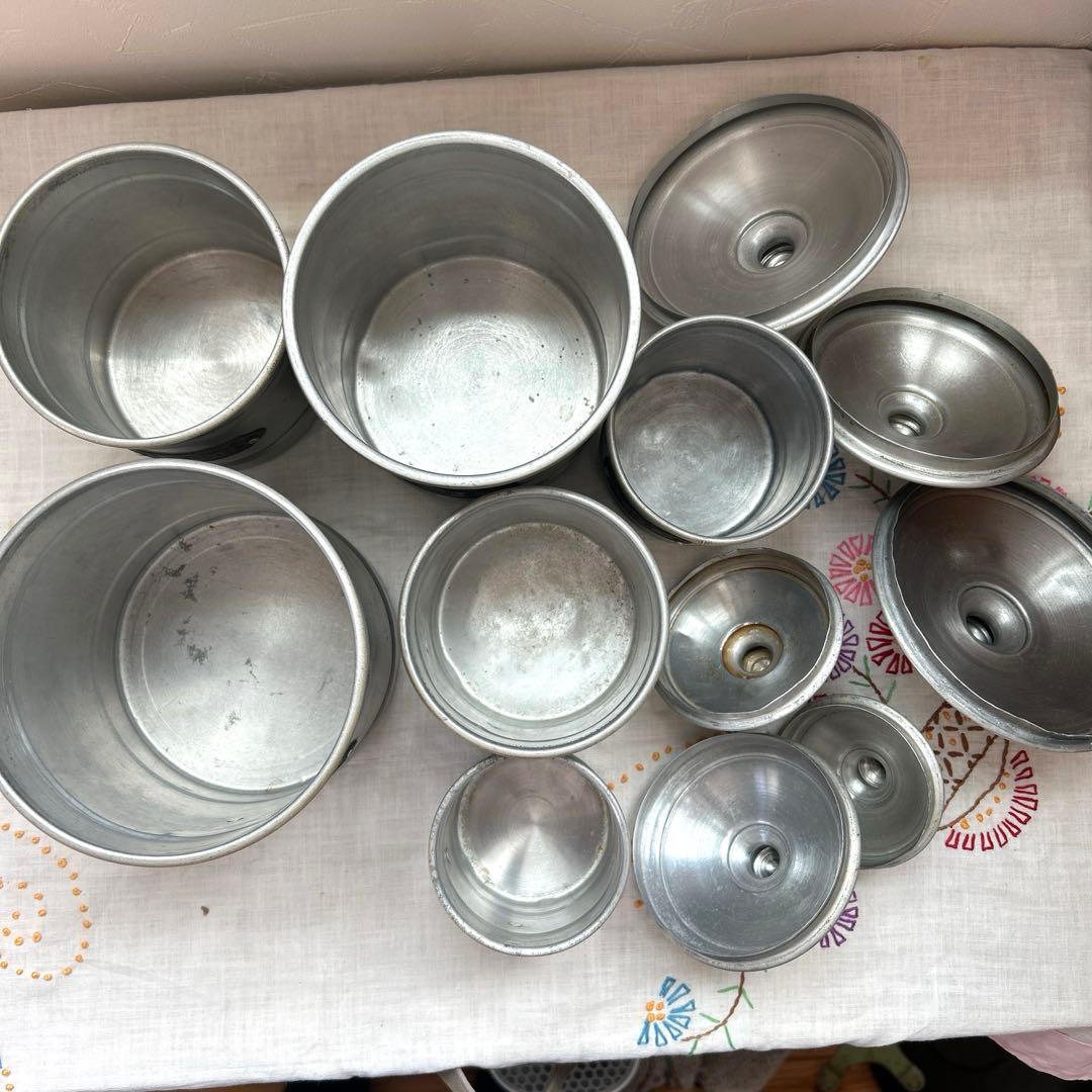 フランスアンティーク　アルミキャニスター6個セット