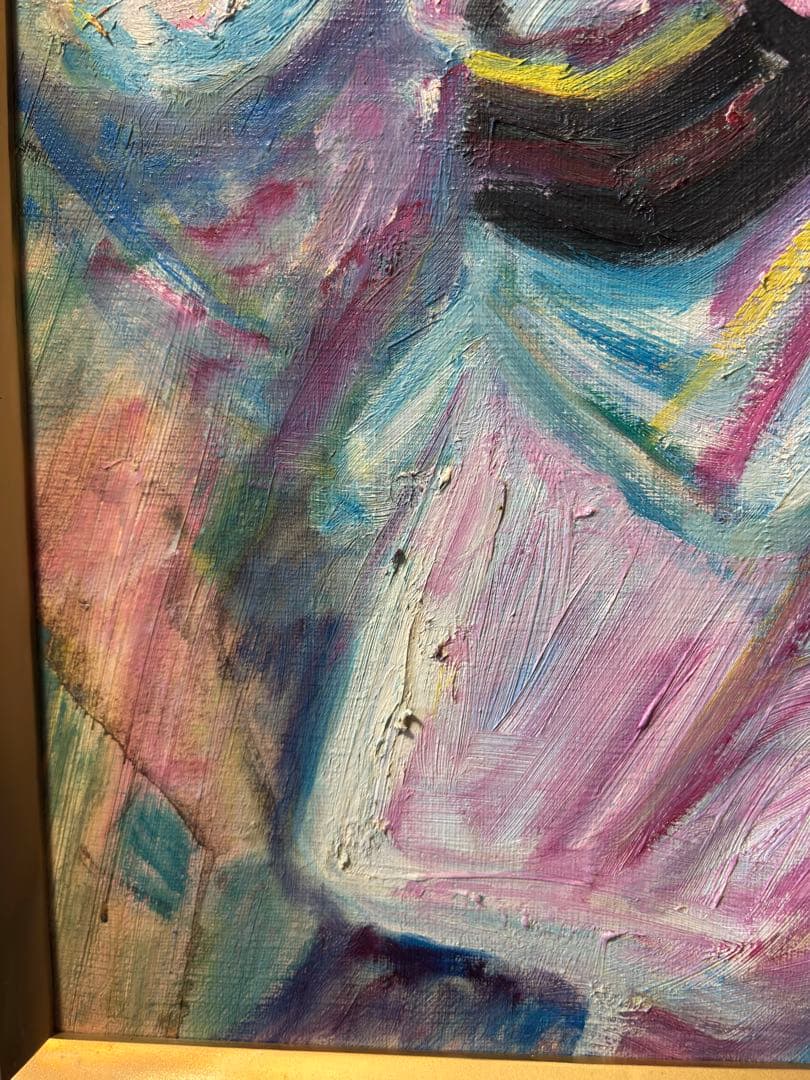 真作 露口曉星 油彩画「阿波踊り 歓舞」F4 直筆 サイン 額裏書き有り