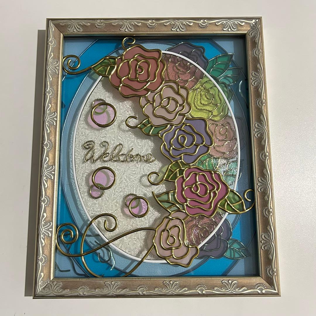 グラスアート 薔薇 ウェルカムボード