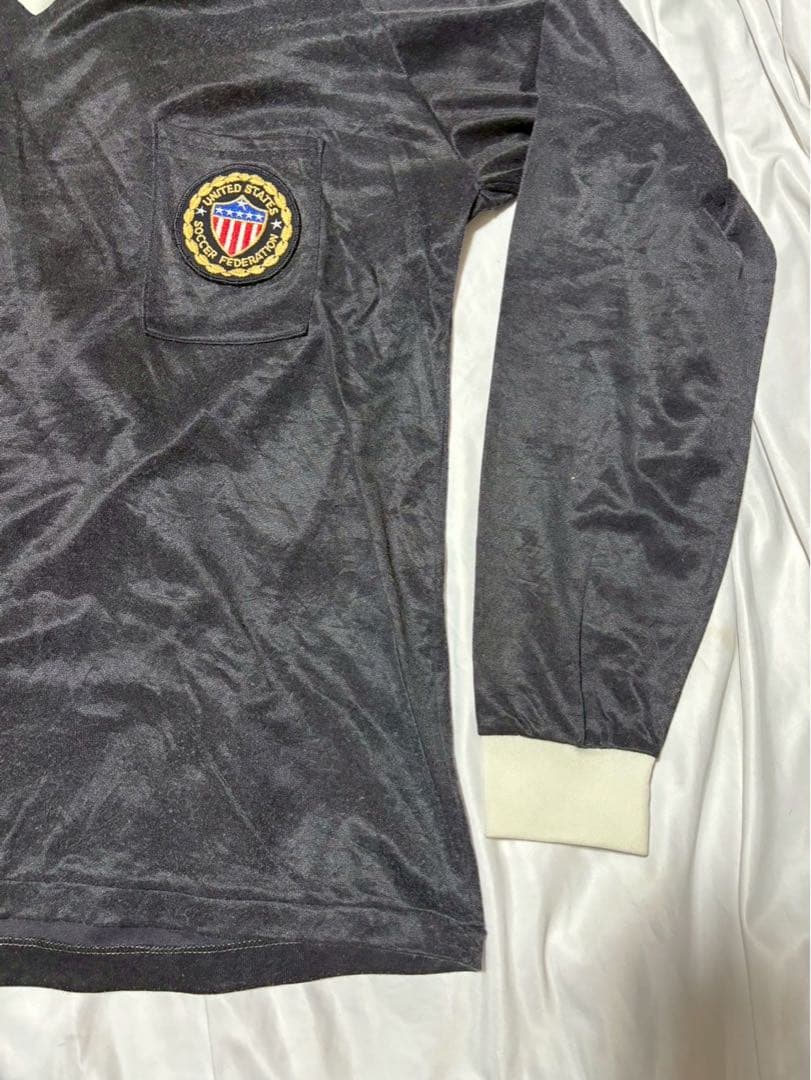 ロゴ刺繍 長袖サッカー　レフリーシャツ US古着 USSF 80S