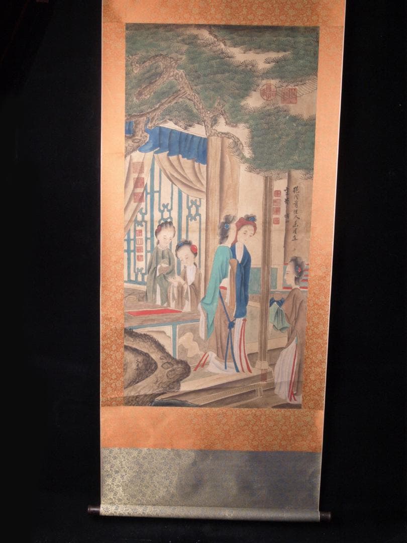 中国清時代掛け軸　肉筆水彩絵唐物骨董品 AK689A12-2