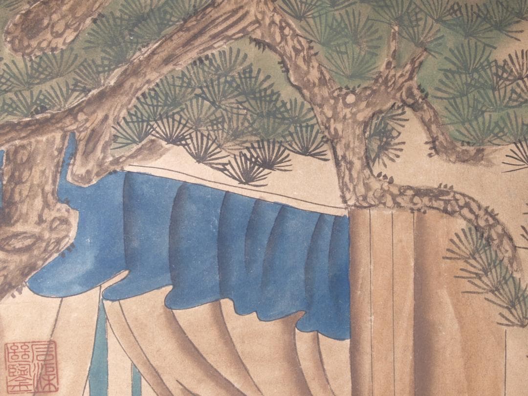 中国清時代掛け軸　肉筆水彩絵唐物骨董品 AK689A12-2