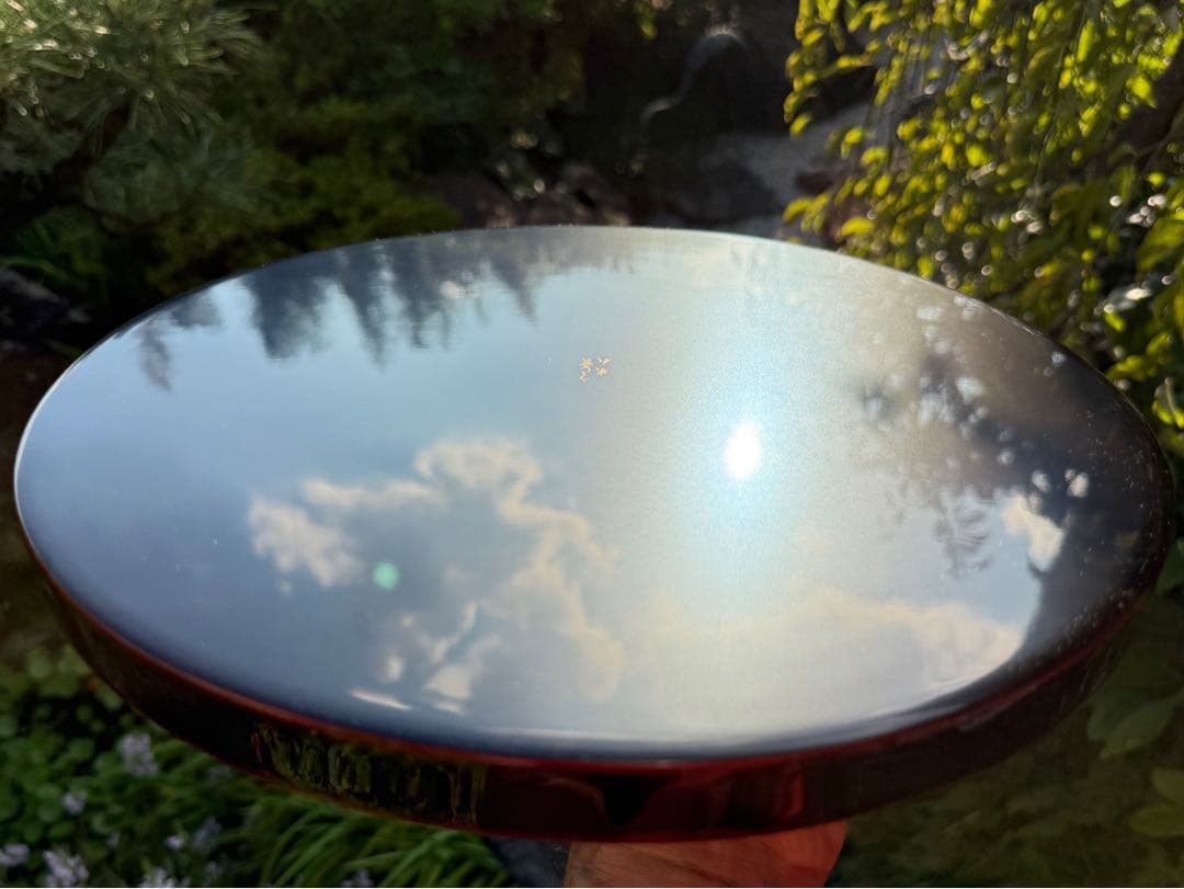 伝統漆器 円形盆 黒赤　うるし工芸　米永