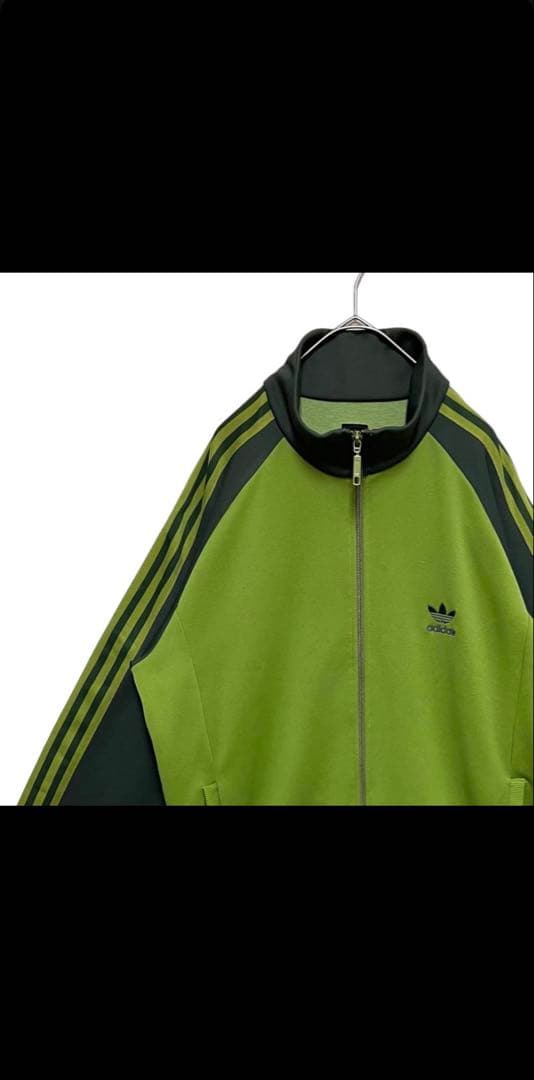 人気カラー adidas トラックジャケット XO グリーン 刺繍ロゴ 古着