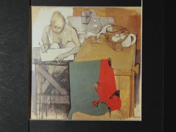 小磯良平、静物２、希少画集画、新品高級額、額装付、状態良好、油彩 風景