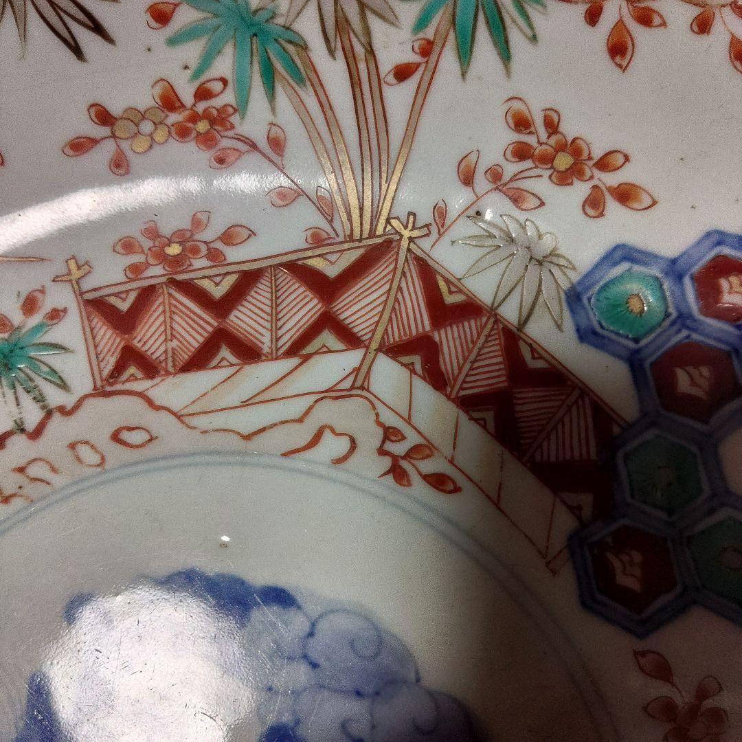 古伊万里　金彩色絵皿　吉祥文　Φ31cm