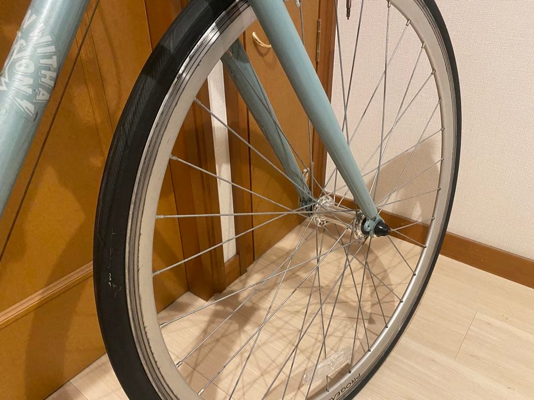 箱代込み、クロスバイク 水色 クロモリフレーム