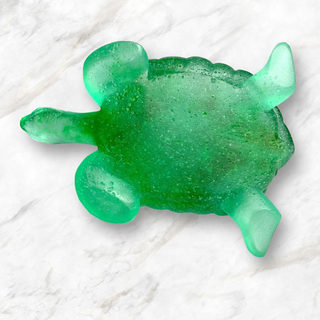 ドームフランス　置物　緑　亀　カメ　　クリスタル　水晶　ナンシー　daum