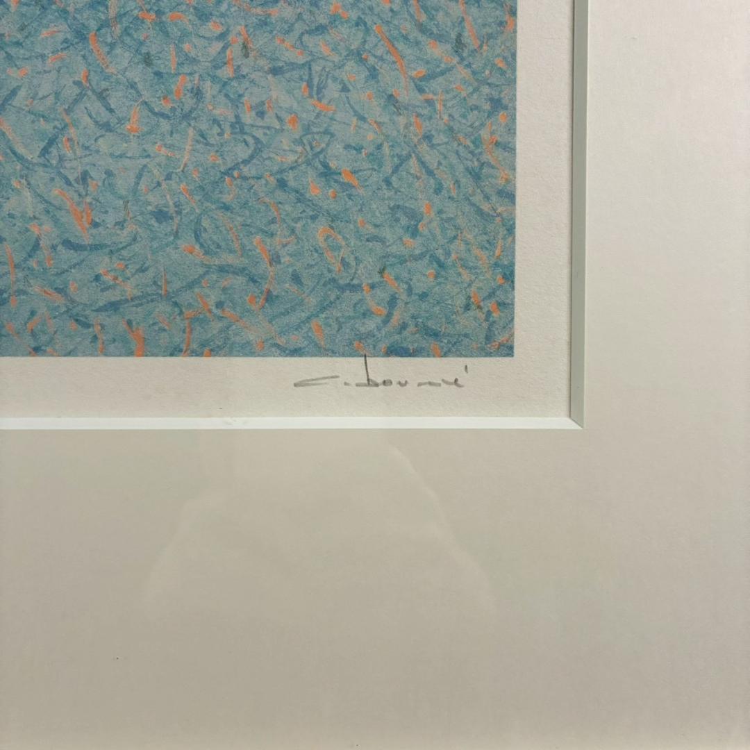 美品 アンドレ・ブーリエ「青いマリーナ」リトグラフ 直筆サイン入 額縁入り