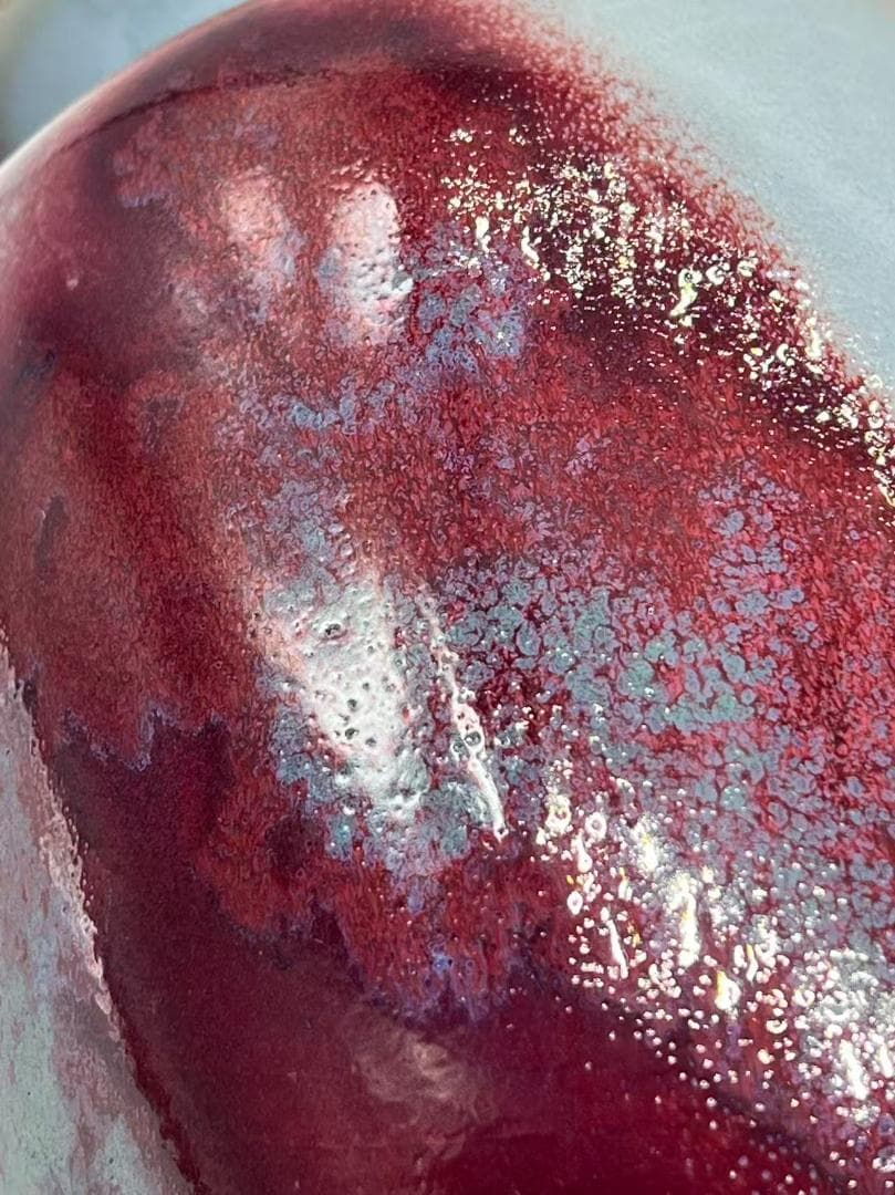 鈞窯　天青釉紫斑瓶　窯変釉　辰砂　花入　花瓶　茶道具 唐物(B-41)