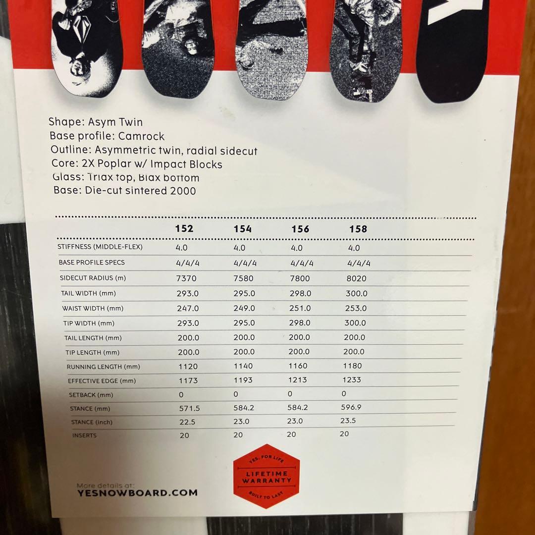 21 YES イエス　ジェフアンダーソン　スノーボード　152