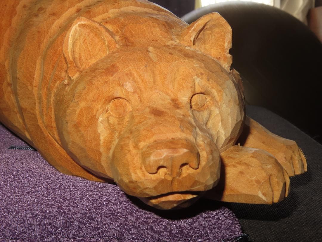 3 金岡作 金岡茂幸？　犬　イヌ 一刀彫　木彫り　木彫刻　アイヌ　北海道