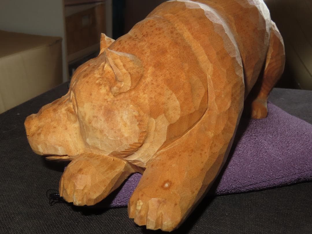 3 金岡作 金岡茂幸？　犬　イヌ 一刀彫　木彫り　木彫刻　アイヌ　北海道