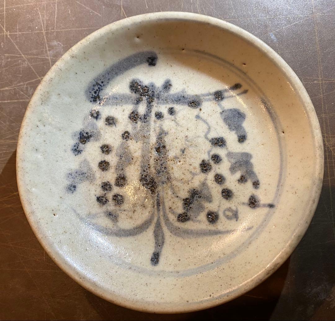 中国汕頭・スワトウ染付絵皿　鑑賞台付 ・ヴィンテージ　レア ・台湾茶器