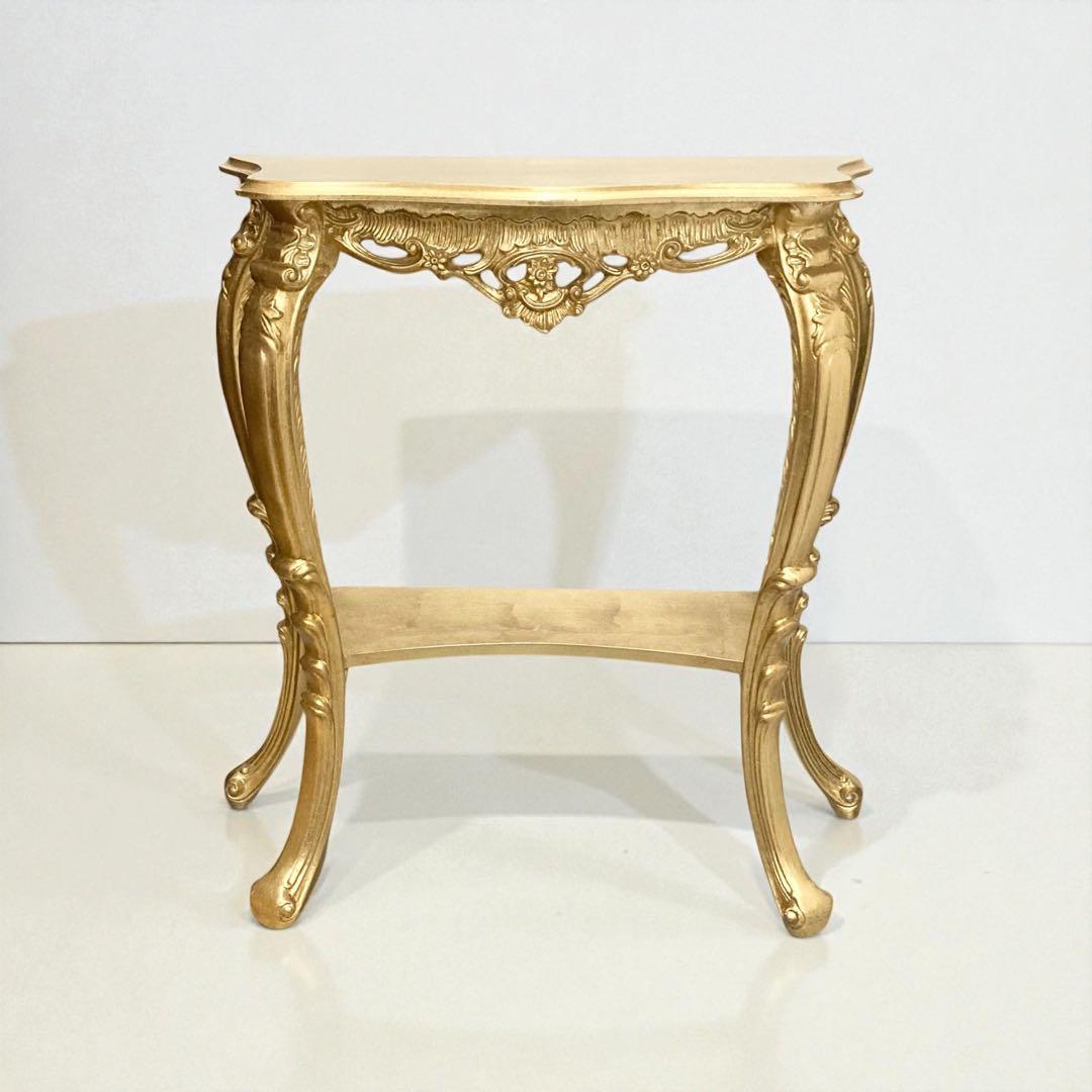 高級 コンソール 金 ゴールド 花台 ロココ 猫脚 イタリア家具