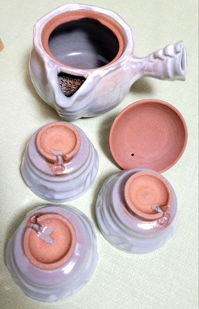 萩焼 陶勝庵 永久勝斎 急須 汲出し６客揃