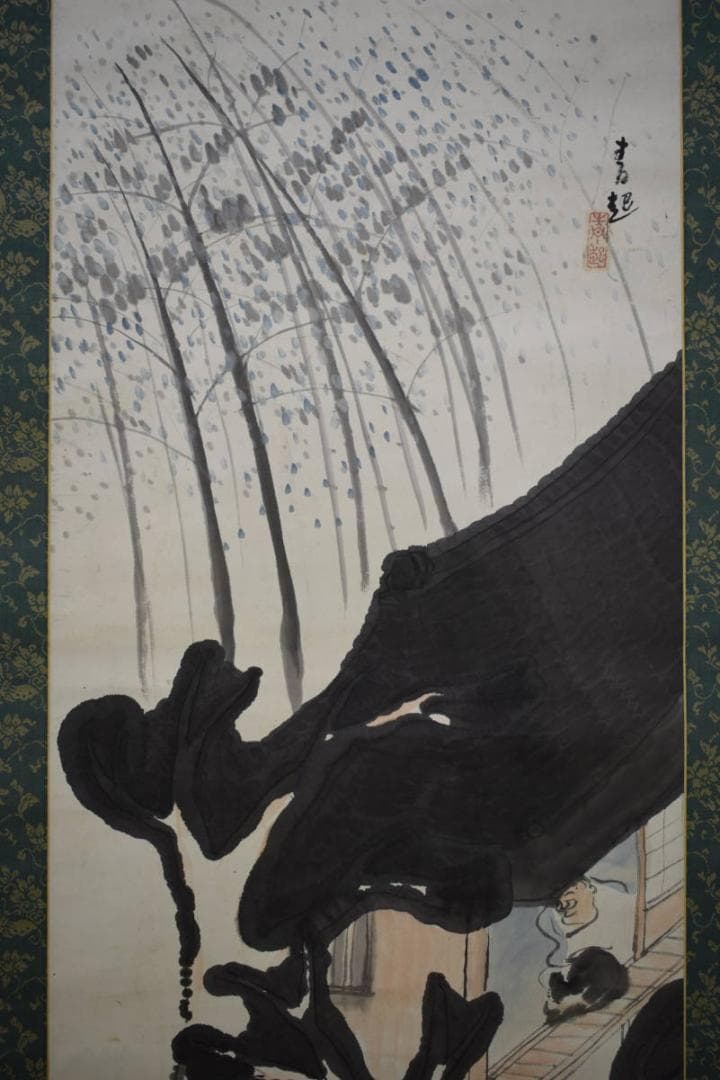 真作/漫画家/挿絵画家/俳人/細木原青起/人物図/布袋屋掛軸HG-782