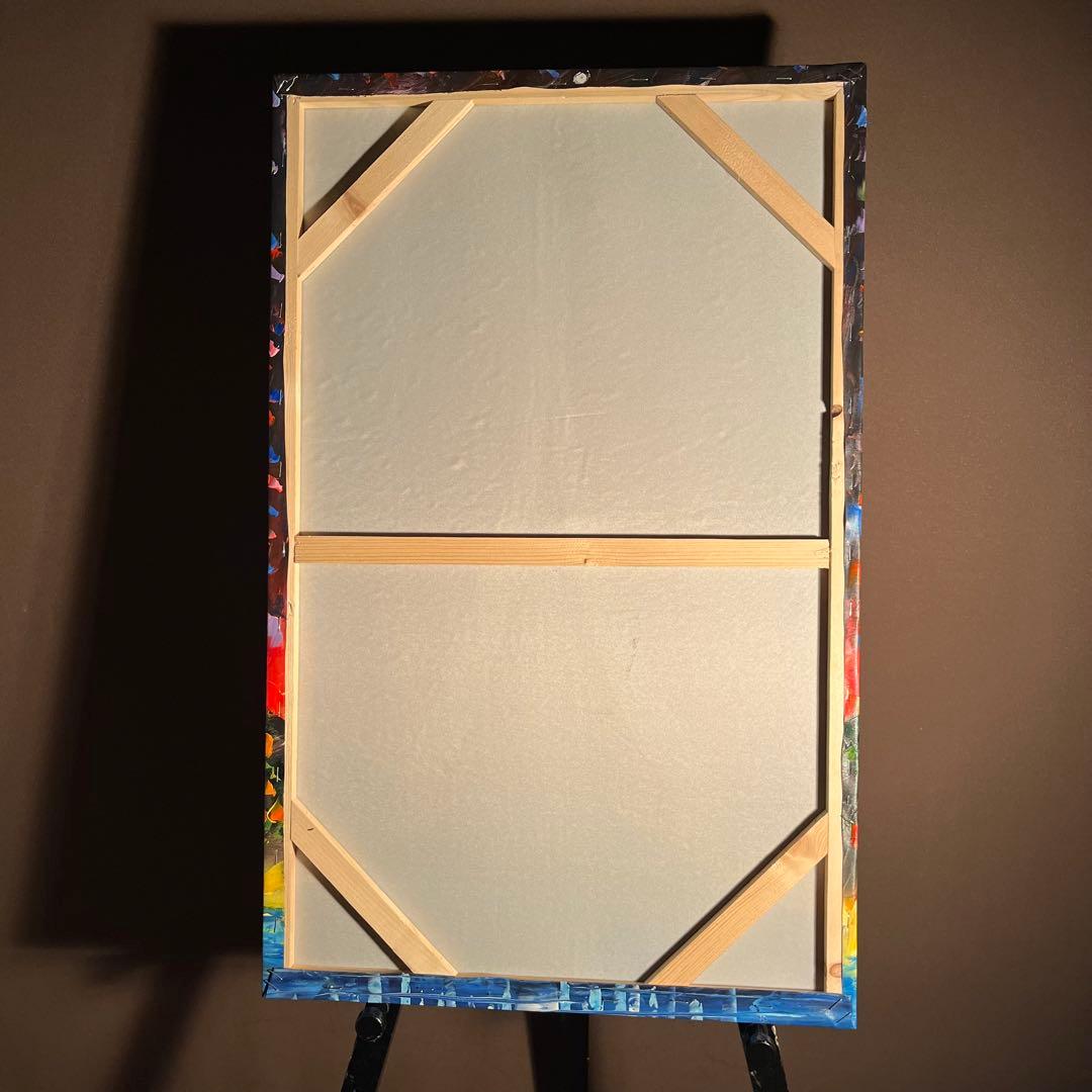 手書き油絵 パリの風景 エッフェル塔 額付 肉筆絵画 インテリア 油彩画