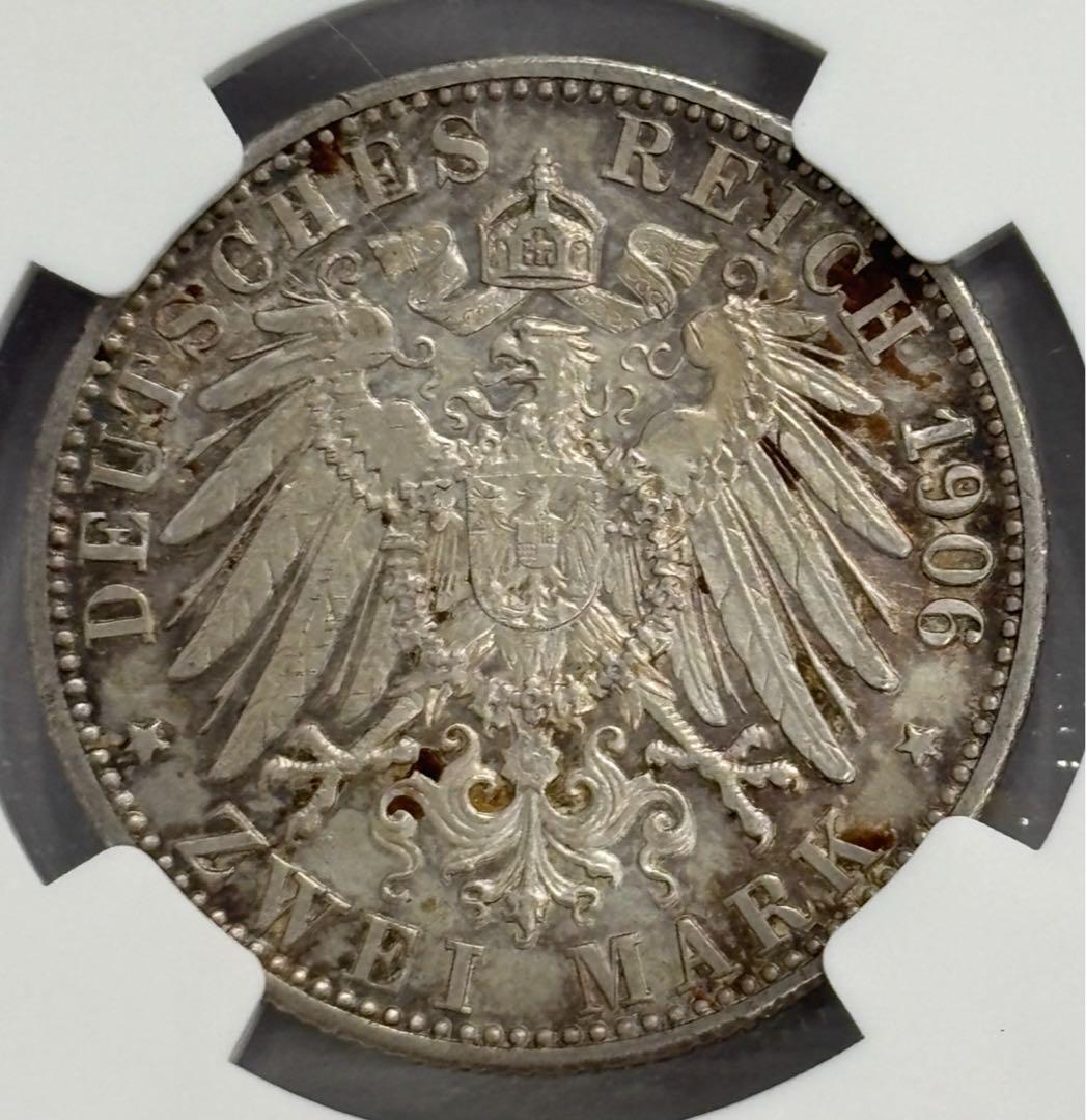 1906年 ドイツ バーデン大公結婚記念2マルク銀貨NGC認証