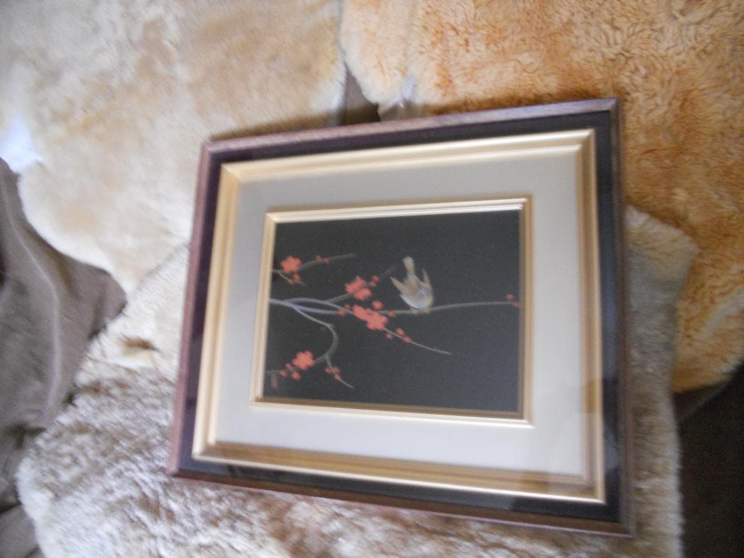 西塚朝光 蒔絵 「 紅梅 」 昭和 モダニズム 絵画 日本画 漆芸 漆画 です。