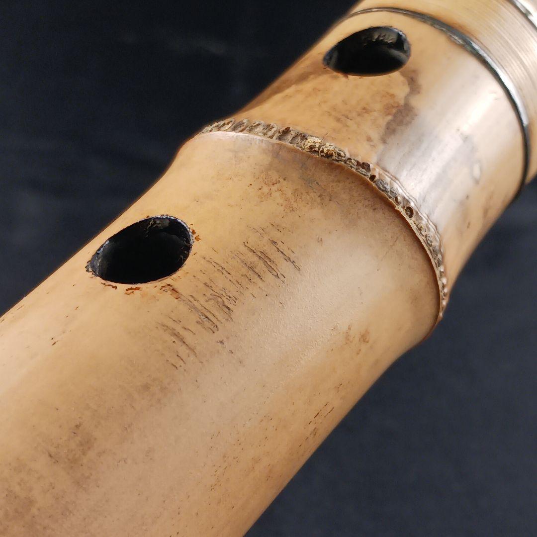 Y3110-8 琴古流 尺八 月童 銀三線 全長42.3㎝ 竹製