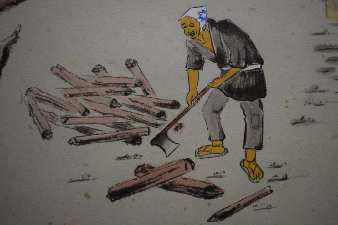 不詳/作者不詳/人物薪割画賛/人物/布袋屋掛軸HJ-882