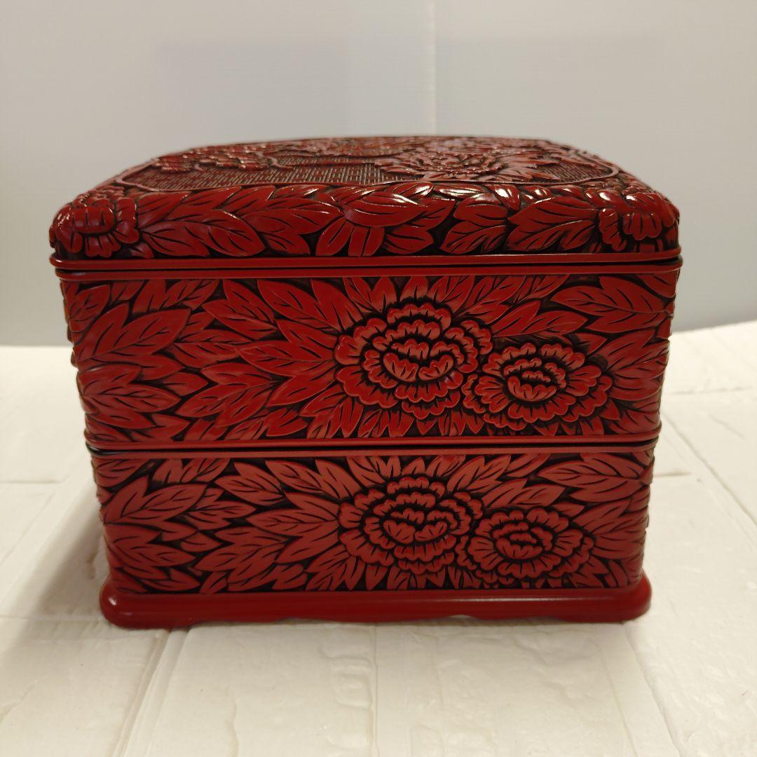 仙台堆朱　花鳥彫　二段重