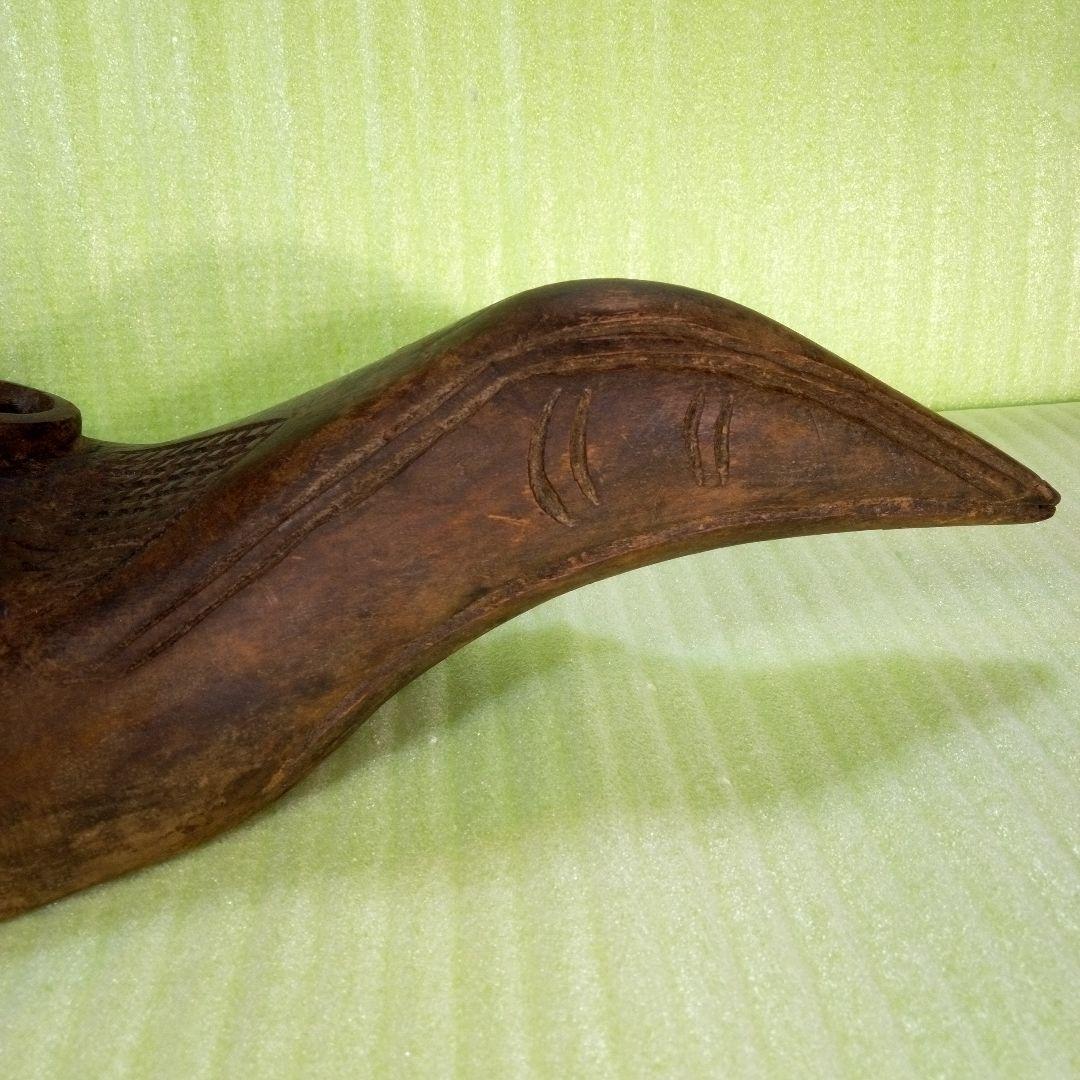 木製　木彫り　鳥人間のようなマスク　お面　レトロ　アンティーク　オブジェ