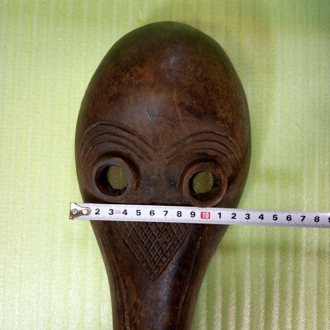 木製　木彫り　鳥人間のようなマスク　お面　レトロ　アンティーク　オブジェ