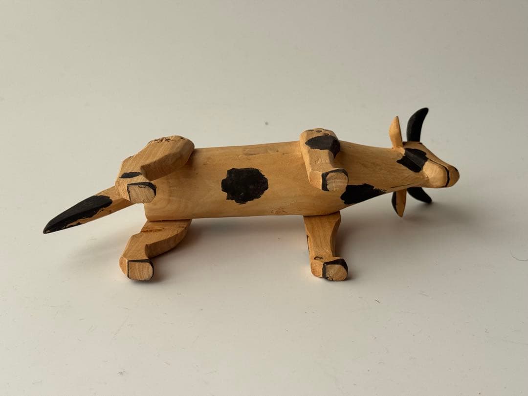 ヴィンテージ メキシコ オアハカ ウッドカーヴィング 木製 牛 置物