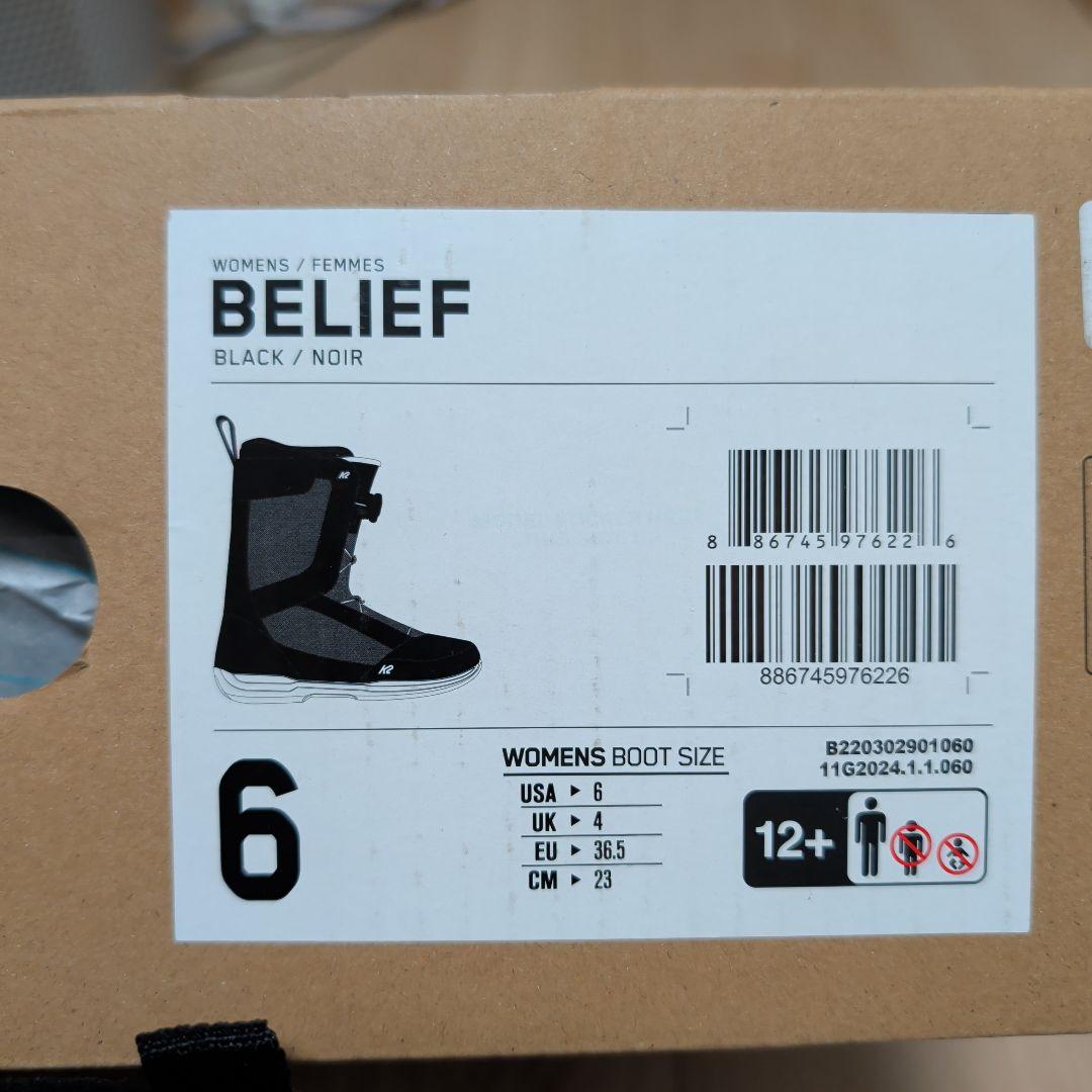 【美品/23cm】K2 BELIEF レディース スノーボードブーツ BOA 黒