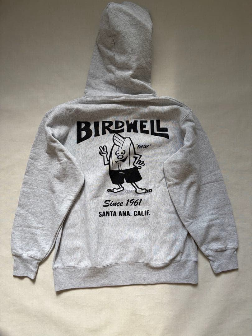 BIRDWELL ライトグレー フード付きパーカー L