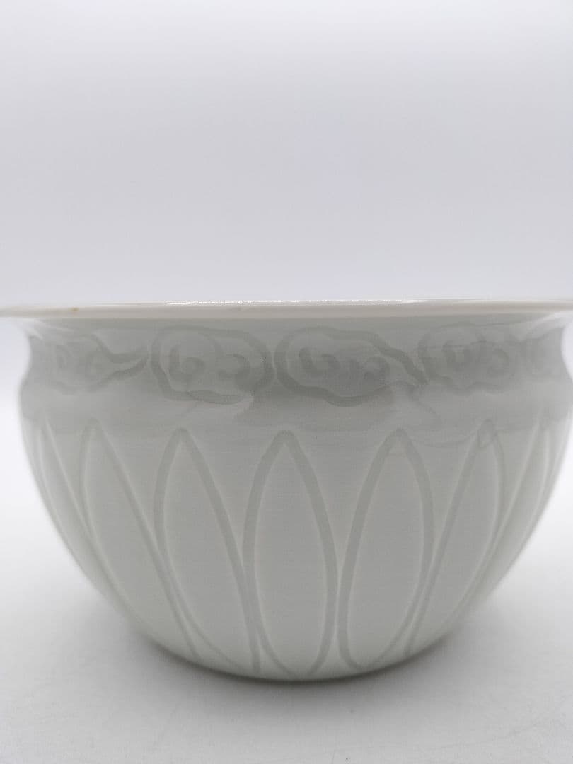 c582 建水 白磁菊割 加藤藤山 木箱 茶道具 古物