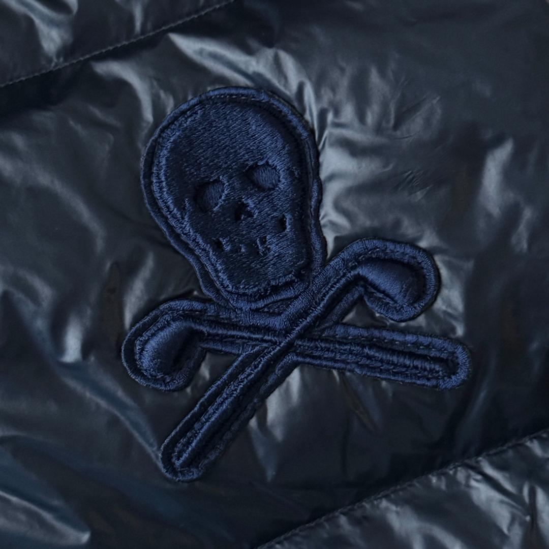 大きいサイズ✨マークアンドロナ ダウンベスト ラインストーン ファー 紺 XL